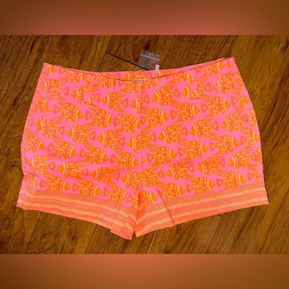 Vineyard Vines Pink and Orange Fish Print Women's Shorts